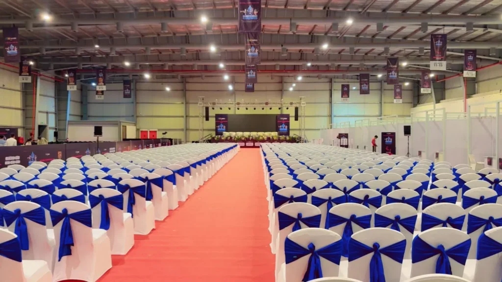 MARK Events & Exhibitions | #1 Event Management Company in Hyderabad 22 Robotics championship stage, LED wall and audience seating by MARK Events